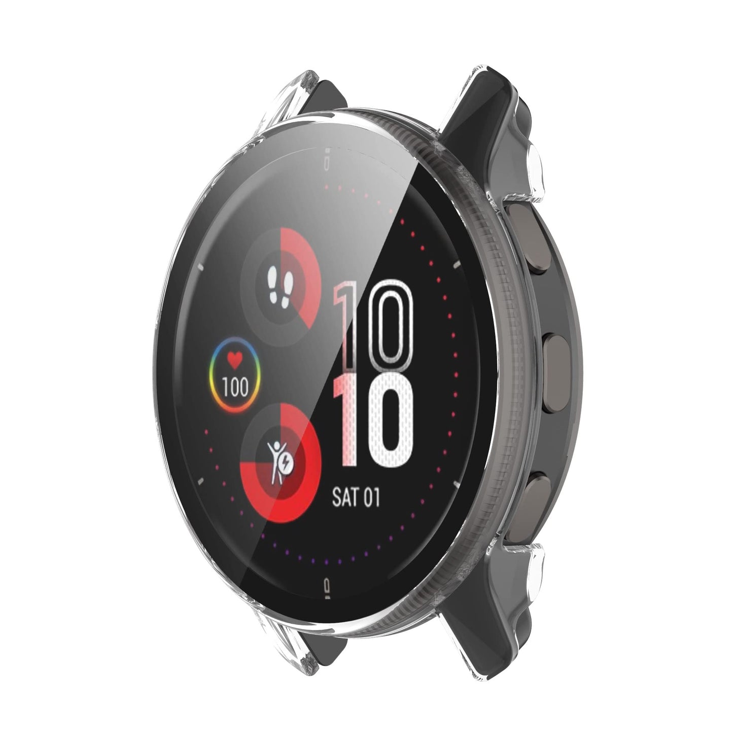 THRE【2 Pack 】Compatible With Garmin Venu 2 Plus Tempered Glass Screen Protector Case Cover