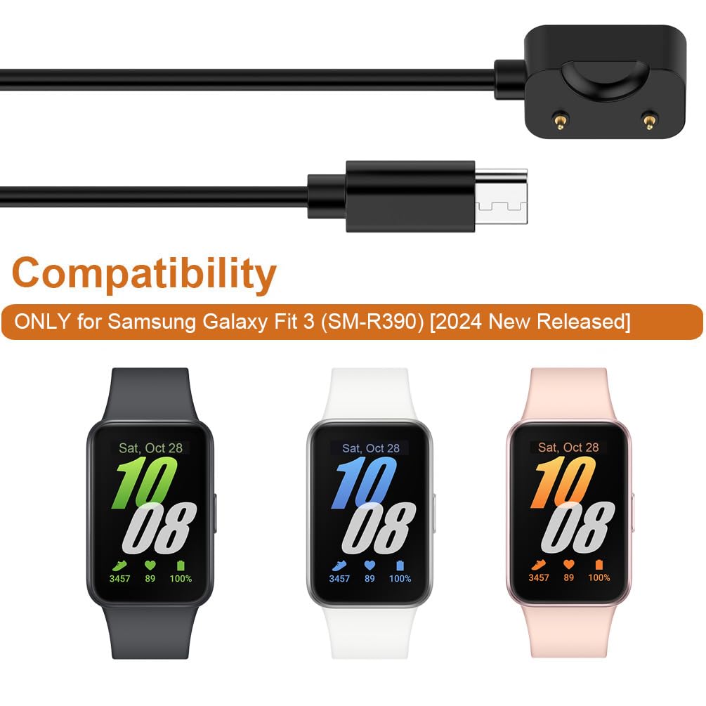 THRE【2 Pack】 Compatible with Samsung Galaxy Fit 3 Charger USB Charging Cable Cord