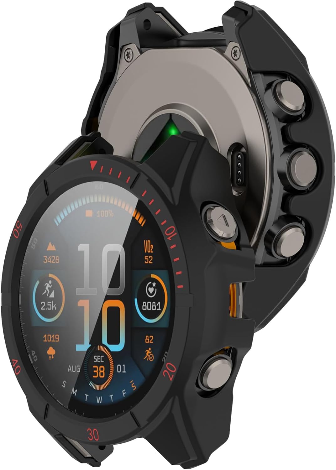 THRE For Garmin Fenix 8 Solar Glass Screen Protector Case Cover 47mm 51mm
