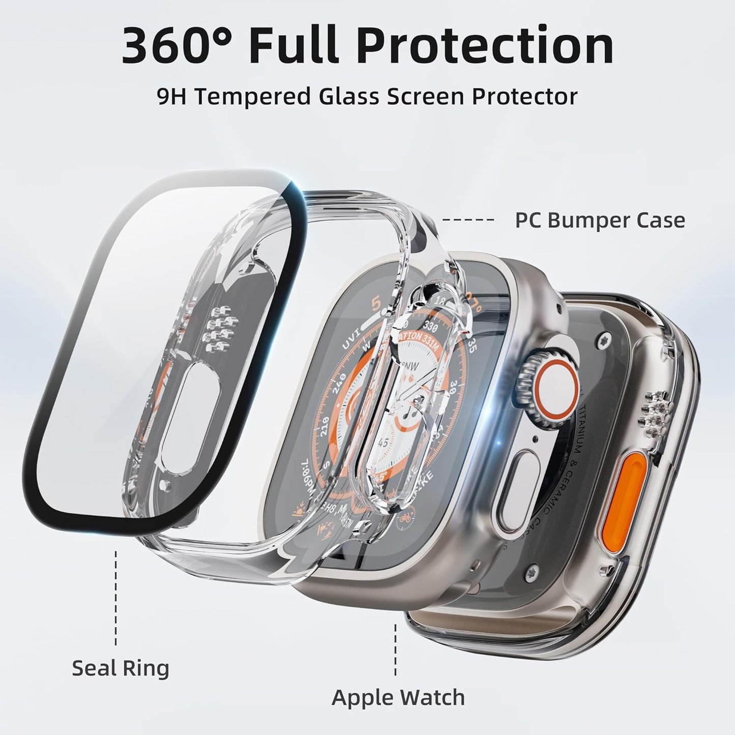 THRE【2 Pack 】For Apple Watch Screen Protector Tempered Glass Ultra 2 Ultra 49mm
