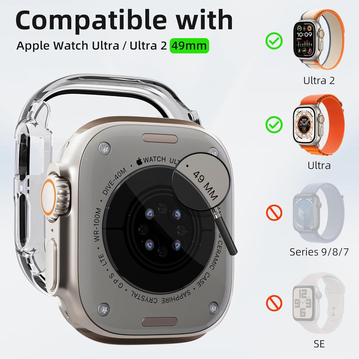 THRE【2 Pack 】For Apple Watch Screen Protector Tempered Glass Ultra 2 Ultra 49mm