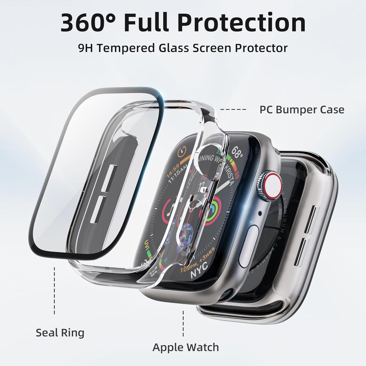 THRE【2 Pack 】For Apple Watch Screen Protector Tempered Glass Ultra 2 Ultra 49mm