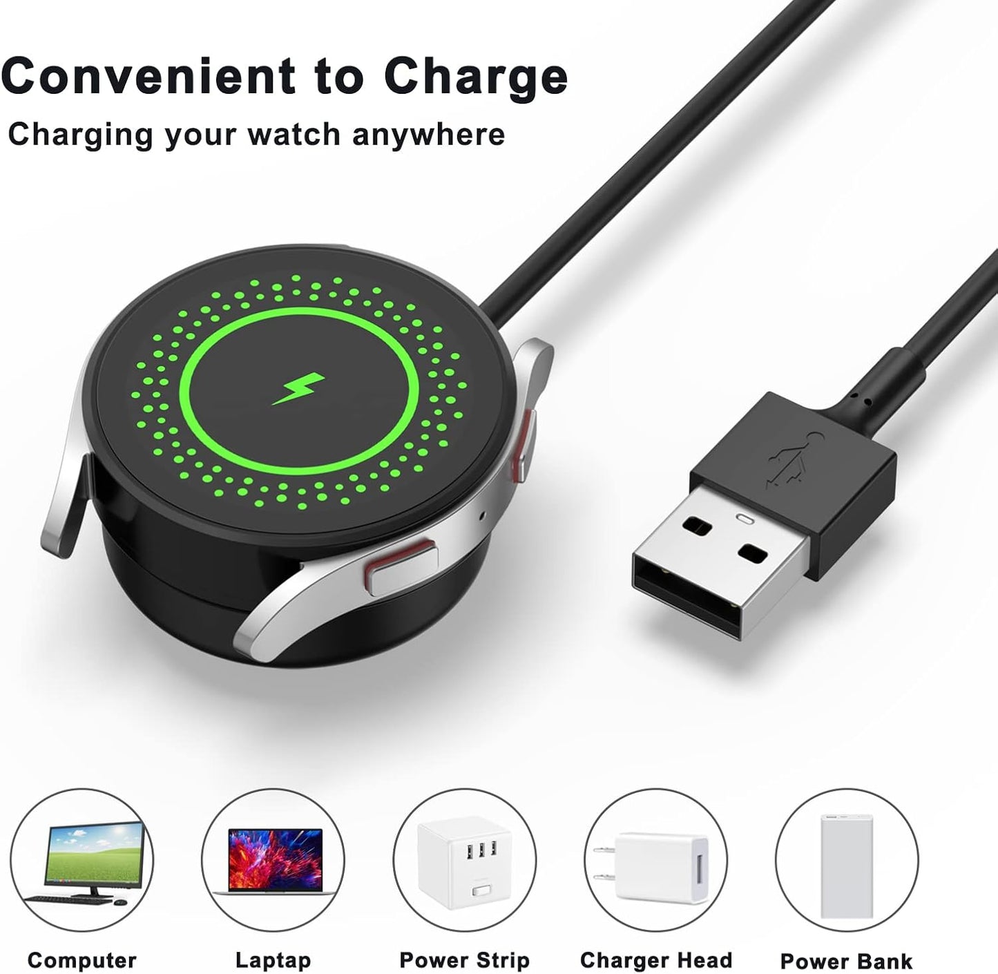 THRE【2 Pack】 Compatible with Samsung Galaxy Watch Ultra Charger Charging Cable