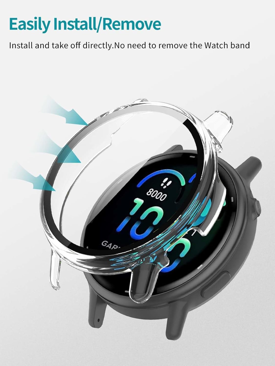 THRE【2 Pack 】For Garmin Vivoactive 6 Screen Protector Tempered Glass Case Cover