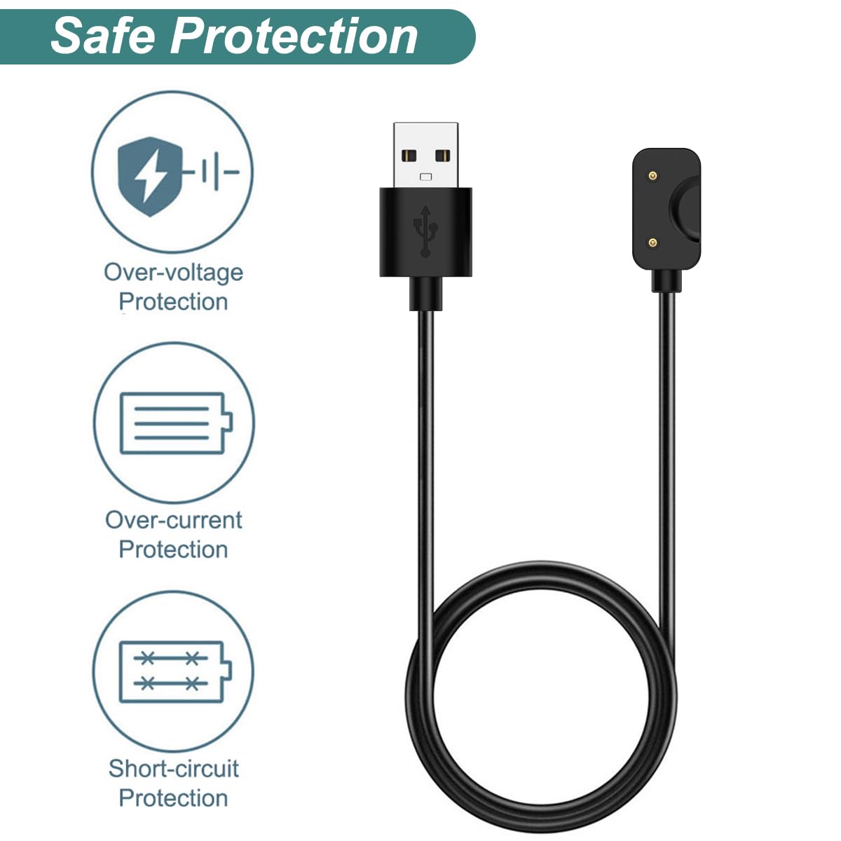 THRE【2 Pack】 Compatible with Samsung Galaxy Fit 3 Charger USB Charging Cable Cord