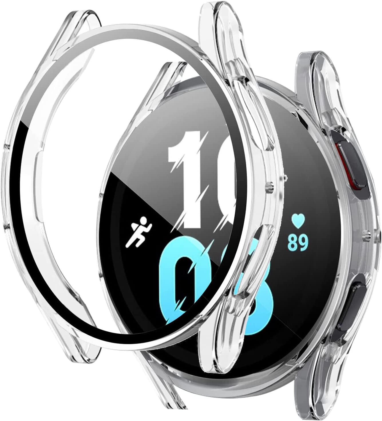 THRE【2 Pack 】For Samsung Galaxy Watch 7 Screen Protector Tempered Glass Case Cover