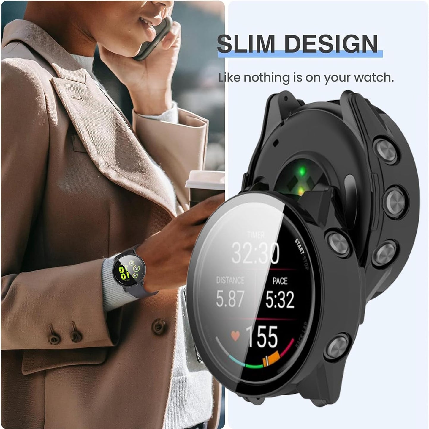 THRE [2-Pack] Tempered Glass Screen Protector for Garmin Forerunner 570 （42mm/47mm）