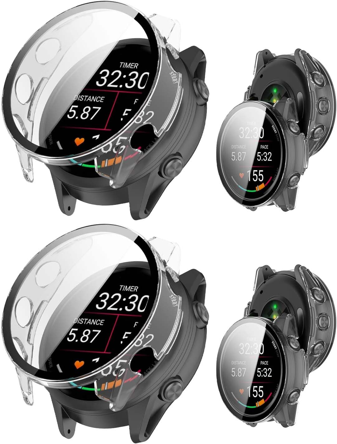 THRE [2-Pack] Tempered Glass Screen Protector for Garmin Forerunner 570 （42mm/47mm）