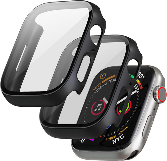 THRE【2 Pack 】For Apple Watch Screen Protector Tempered Glass Series 8 7 6 5 4, 44mm 40mm