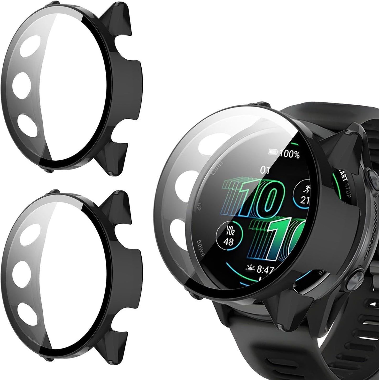 THRE [2-Pack] Tempered Glass Screen Protector for Garmin Forerunner 570 （42mm/47mm）
