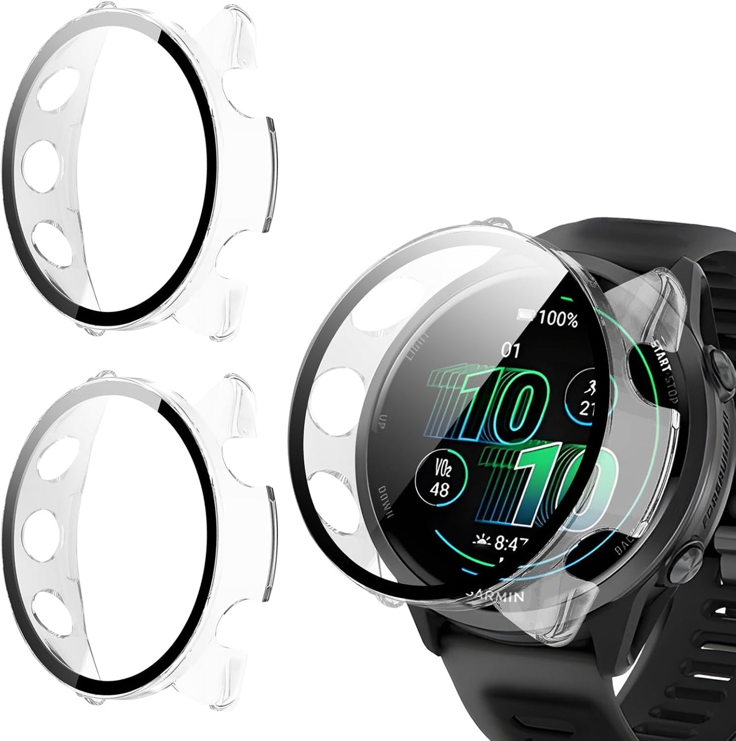 THRE [2-Pack] Tempered Glass Screen Protector for Garmin Forerunner 570 （42mm/47mm）