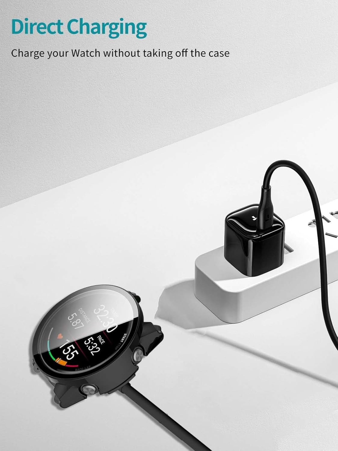 THRE【2 Pack】 Compatible with Garmin Forerunner 970 Screen Protector 47MM Tempered Glass Case Cover