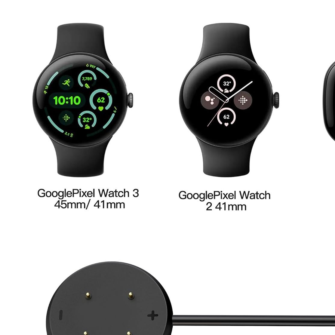 THRE【2 Pack】 For Google Pixel Watch 2 Charger Charging Cable USB Magnetic 100cm