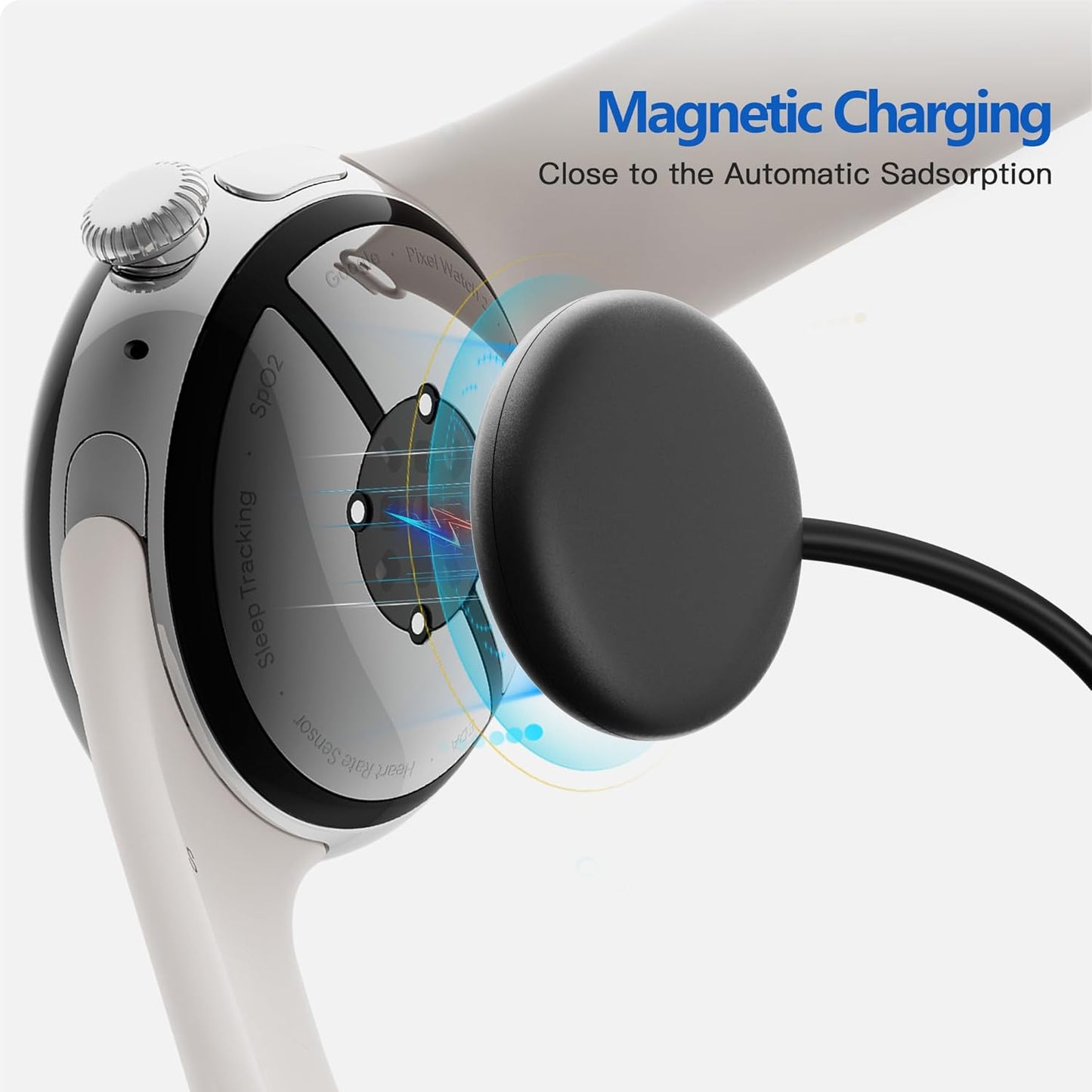 THRE【2 Pack】 For Google Pixel Watch 2 Charger Charging Cable USB Magnetic 100cm