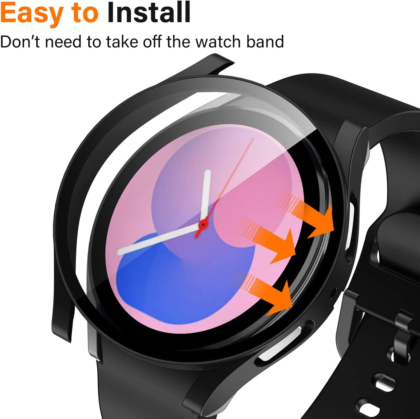 THRE【2 Pack 】For Samsung Galaxy Watch 7 Screen Protector Tempered Glass Case Cover
