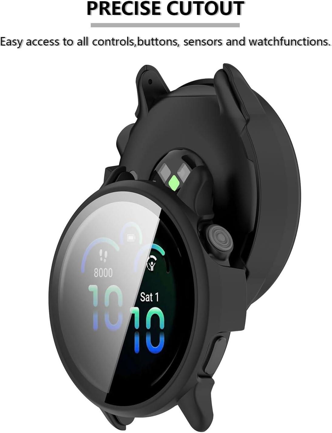 THRE【2 Pack 】For Garmin Vivoactive 6 Screen Protector Tempered Glass Case Cover